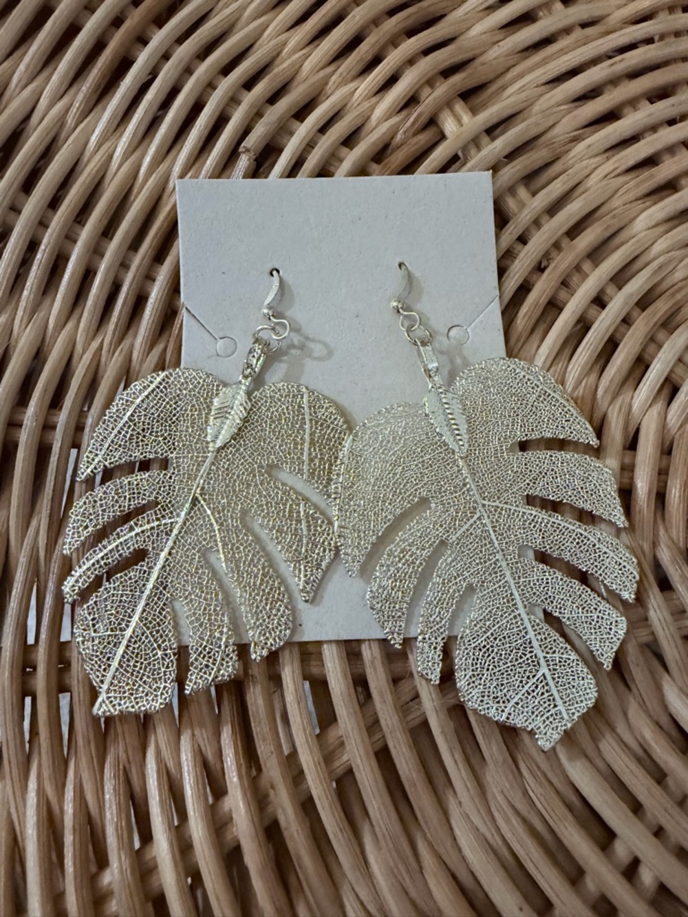 Gold Leaf Monstera Leaf Drop Earrings